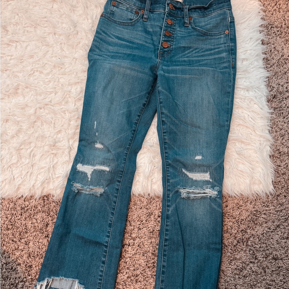 Madewell Cali Demi-Boot Distressed Blue Jeans